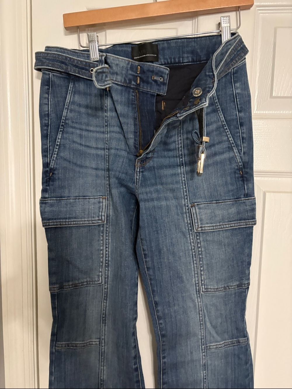 White House Black Market Dark Blue Cargo Denim Pants with Belt